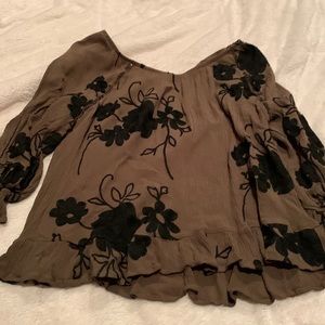 Olive green accented top